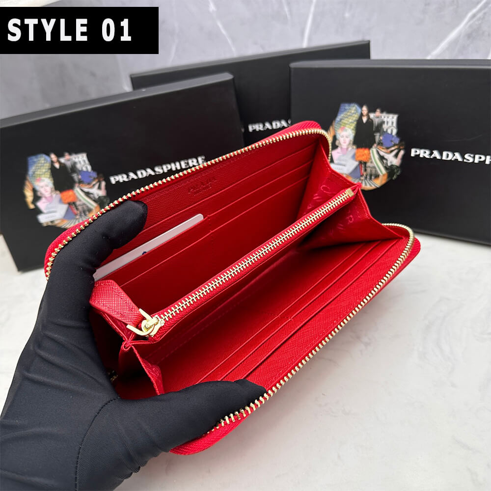Pra*a Large Saffiano Leather Wallet