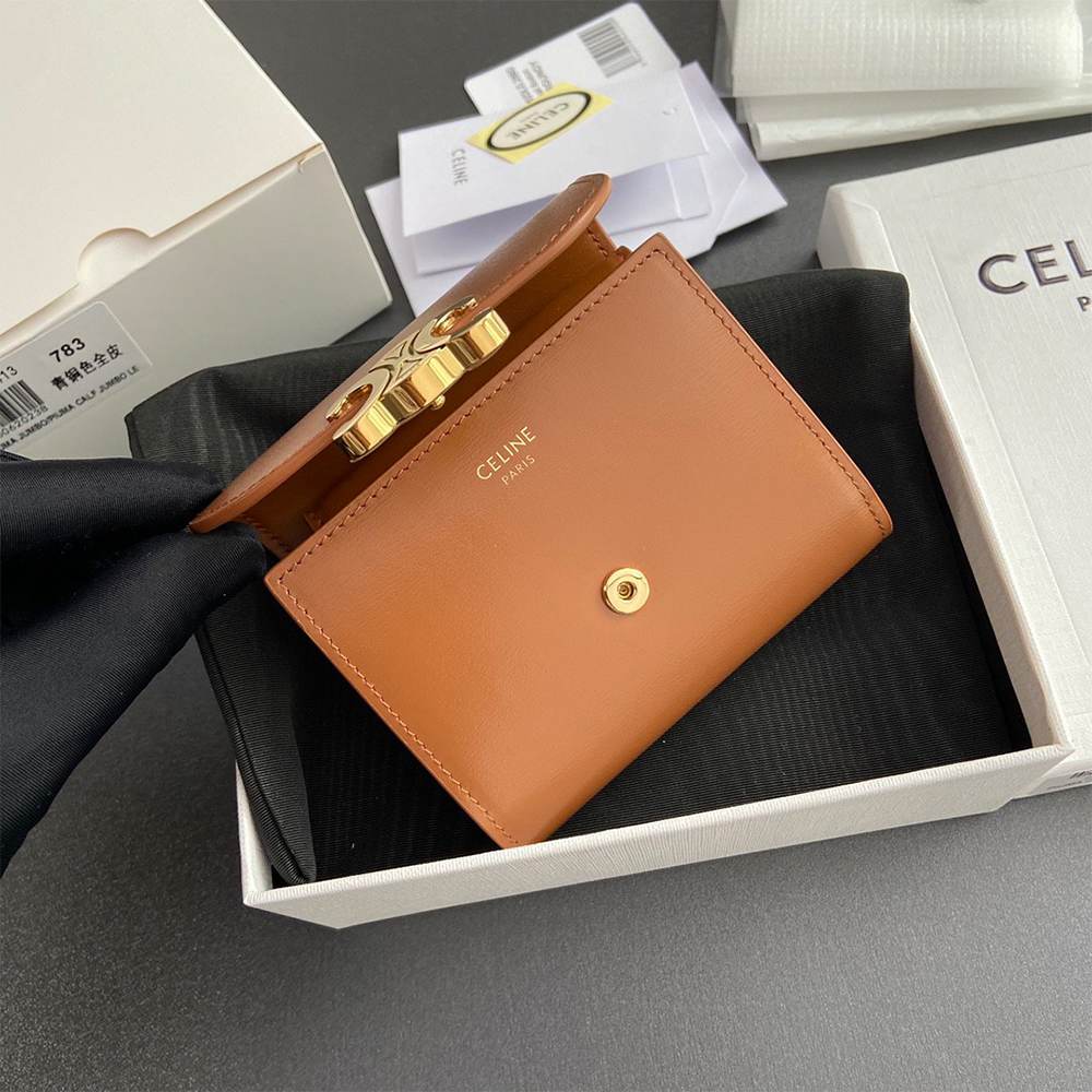 Ce1i*e Small Flap Wallet TRIOMPHE IN Shiny calfskin(HIGH-END GRADE)